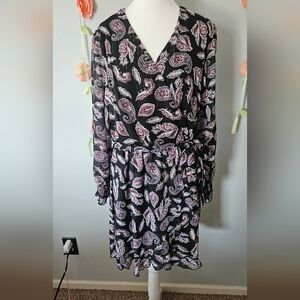 Stella & Julie Paisley Chiffon Surplice Mini Dress Size 14